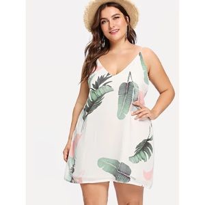 NWOT SHEIN palm print cami mini dress size 2XL